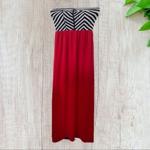 Striped strapless maxi dress